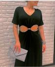 Vestido longo recorte spike