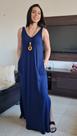 Vestido Longo Regatão Com Fenda Lateral Bolso Ref. 15569
