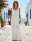 Vestido Longo Rendado Crepe
