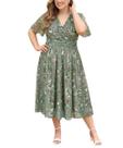 Vestido longo RITERA Ladies Plus Size 5X, verde, malha floral, 5GG