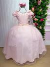 Vestido Longo Rosa Bebê Banana Club com Detalhes em Diamante