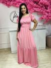 Vestido Longo Rosa de Bolinhas Tamanho Único veste do 40 ao 44