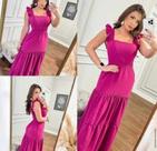 Vestido longo rosa feminino linho flanulado adulto tamanho G Vestido longo rosa feminino linho flanulado adulto tamanho G