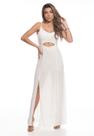 Vestido Longo Rosa Pink Com Fenda Lateral Com Abertura Cintura Alcinha
