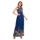 Vestido Longo Roupele Estampado Barrado em Crepe Vestido Longo Roupele Estampado Barrado em Crepe