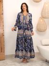 Vestido longo seda manga longa com botões l10