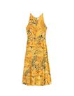 Vestido longo sem manga amarelo com estampa
