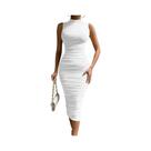 Vestido longo sem mangas com design plissado sexy vestido de noite de festa justo para mulheres Vestido longo sem mangas com design plissado sexy vestido de noite de festa justo para mulheres