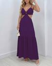 Vestido Longo Soltinho De Amarrar Vazado Alcinha Argola Duna