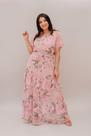 Vestido longo tule floral nude