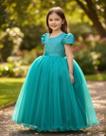 Vestido Longo Verde Com Strass E Pérolas Daminhas Infantil Formatura Fardamento