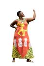 Vestido Longo - Vermelho, Amarelho e verde - Estampa Afro - Tamanho M