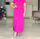Vestido longo viscolacrya na cor fuscia P/M/G