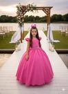 Vestido Longo Ysa Kids Ariane Rosa Chiclete para Festas e Eventos Vestido Longo Ysa Kids Ariane Rosa Chiclete para Festas e Eventos