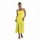 Vestido Longuete Midi Elegante Para Casamento Civil E Convidada Com Fenda E Forro Interno Ajustável