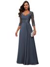 Vestido Loyeloy Stormy Blue Lace Mother of the Bride Long