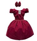 Vestido Luxo Pop Colors Bordô Vinho Tam.4 a 10 Anos
