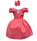 Vestido Luxo Pop Colors Coral Tam.4 a 10 Anos