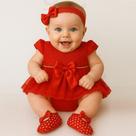 Vestido Luxo RN à 05 Meses Renda Baby Com 4 Peças, Par Sapatinhos + Faixa Cabelo + Calcinha