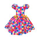 Vestido Luxo Temático Infantil Festa Junina São João Quadrilha Xadrez Colorido