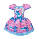 Vestido Luxo Temático Infantil Festa Junina São João Quadrilha Xadrez Stitch e Angel