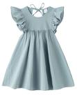 Vestido LYXIOF Toddler de algodão, linho, manga com babados, 90 cm
