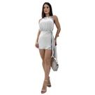 Vestido Macaquinho Regata Curto Transpassado Duna Elegante