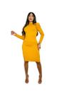 Vestido maga longa aberto no ombro Tamanho único veste até o 42 mostarda