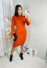 Vestido maga longa aberto no ombro tamanho único veste até o 42 telha