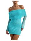 Vestido MakeMechic Off The Shoulder Bodycon Mesh Verde Menta Vestido MakeMechic Off The Shoulder Bodycon Mesh Verde Menta