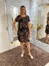 vestido malha preto estampado