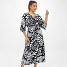 Vestido Malwee Midi Estampado Manga 3/4 Feminino