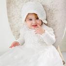 Vestido Mandrião Manga Longa Bebê Batismo Luxo Renda Branco Tamanho:24 meses Vestido Mandrião Manga Longa Bebê Batismo Luxo Renda Branco Tamanho:24 meses