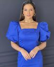 Vestido manga bufante azul 36