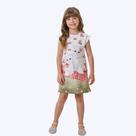 Vestido Manga Curta Em Fly Tech Off White Cereja Infantil Menina Infanti 82836 Branco