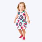 Vestido Manga Curta Flores Infantil Menina Kyly P1000974 Branco