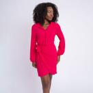 Vestido Manga Longa Bufante Transpassado Botões Social Bali