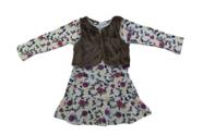 Vestido manga longa com colete pelo