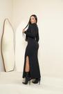 Vestido Manga Longa Gola Alta Cacharrel com Fenda Outono/Inverno