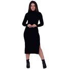 Vestido Manga Longa Gola Alta Inverno Midi -c3 VESTIDO PATRÍCIA