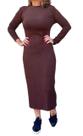 Vestido Manga Longa Marrom