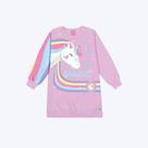 Vestido Manga Longa Moletom Felpado Magic Unicórnio Infantil Menina Mundo Cinti 12325 Lilas