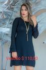 Vestido manga longa preto viscose Vestido manga longa preto viscose