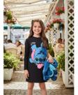 Vestido Manga Longa Stitch Disney Com Strass Animê