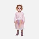 Vestido Manga Longa Tule Unicórnio Infantil Menina Have Fun 29410 Rosa Claro