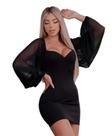 Vestido Mangas em Tule