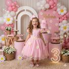 Vestido Marie Jardim Encantado Margaridas Rosa Bebê - Elegante e Confortável