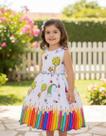 Vestido Marie Lapis Aquarela ABC Branco e Azul Royal Formatura