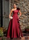 Vestido Marsala com babado no Ombro Evasê Tamanho 42