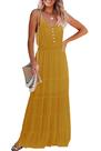 Vestido Maxi Amarelo PRETTYGARDEN Feminino Decote V Sem Mangas M Vestido Maxi Amarelo PRETTYGARDEN Feminino Decote V Sem Mangas M